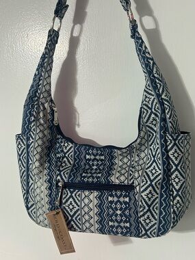 Gold Coast Navy & White Patterned Shoulder Bag